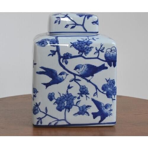 Wedding decoration Blue White Decoration Quadrilateral Ceramic Decoration Cans European Mixed Decoration Restaurant Decorations