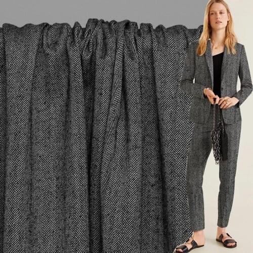 The Cloth Japanese Yarn Dyed Herringbone Wool Fabrics 100%Wool Materials Autumn Women Suits Pants Sewing Cloth