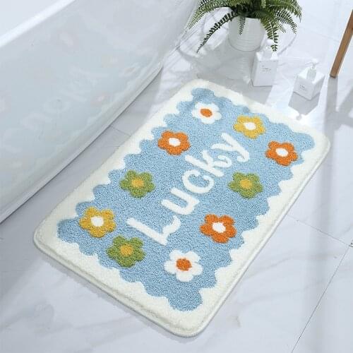 All Season Soft Non-Slip Bathroom Carpet daisy Print Doorway Water Absorbent Bath Mat Home Decor Floor Rug Shower Room Mats