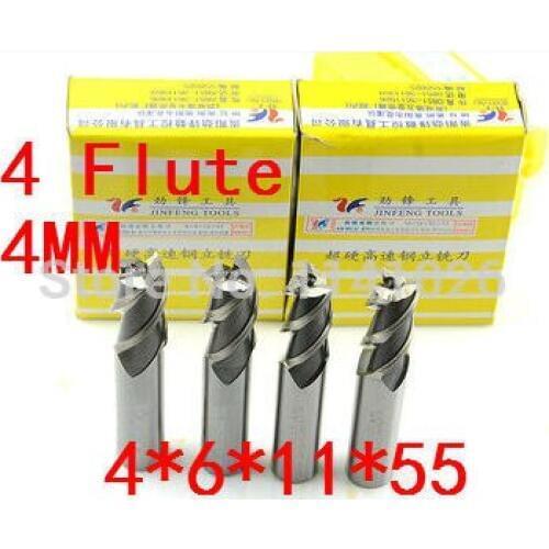 High Quality 10pcs End Mill 4mmf our 4 Flute HSS & Aluminium End Mill Cutter CNC Bit, Milling tools,4*6*11*55mm
