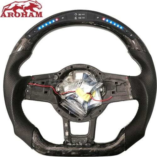 High Quality Forging LED Carbon Fiber Steering Wheel With Black Perforated Leather For Volkswagen MK7 Golf7 GOL VII GOLF R GTI
