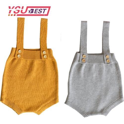 2020 High Quality Baby Boy Knit Romper Girls Cute Crochet Rompers Toddler Brand Spring Suspender Infant Lovely Knitting Romper