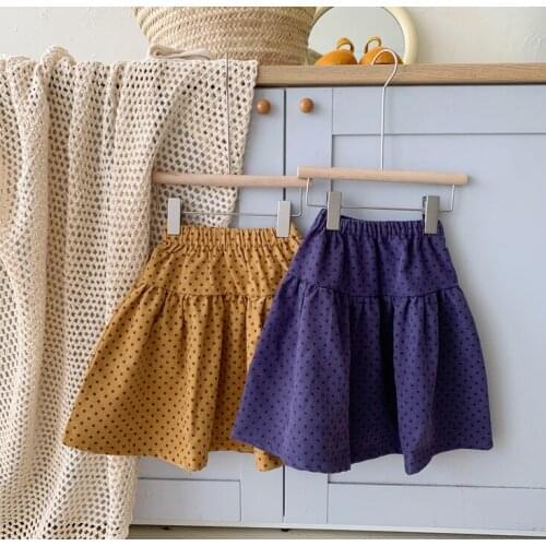 2021 Korea style girls dots skirt autumn cotton fashion girls skirts kids clothes 2-7 years