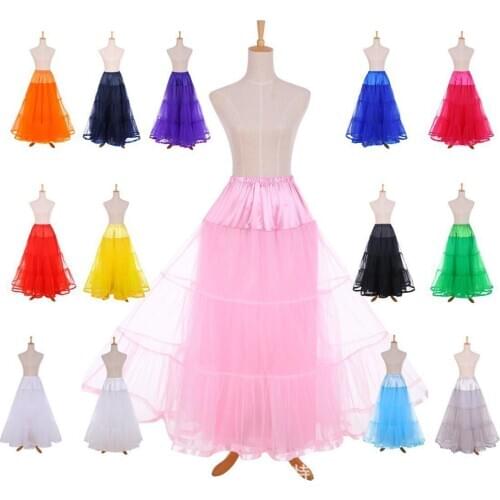 YUNUO Ankle Length Bridal Wedding Long Dress Slips 12 Colors Tulle Petticoat Boneless Crinoline Underskirt In Stock