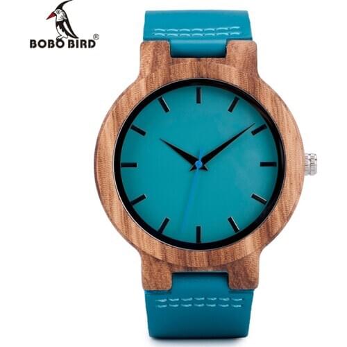 BOBO BIRD Women Watches Zebra Wooden Timepieces Turquoise Blue Men Watch Lovers Great Gifts Relogio Masculino Dropshopping