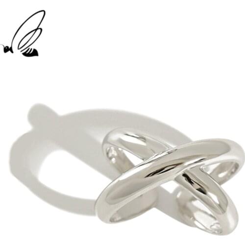 SSTEEL Sterling Silver 925 Ring Simple Cross X Letter Gifts For Women Trendy Aesthetic Party Open Rings 2021 Trend Jewellery