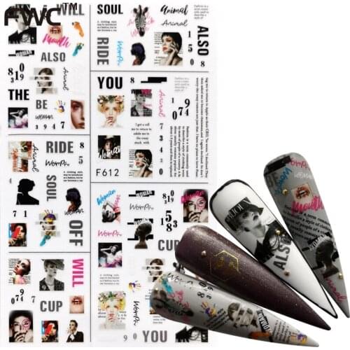 ZKO 1 PC 3D Nail Slider Black Russia Letter Sticker Decals Flower Design Adhesive Manicure Tips Nail Art Decorations