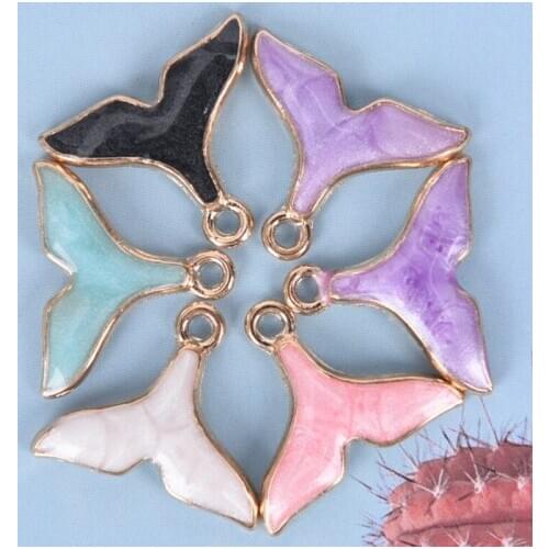 10pcs Exquisite Enamel Pendant Drop Oil Mermaid Tail Charms DIY Key Chain Earrings Necklace Accessories For Women Girls 15x18mm