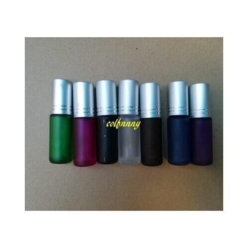 1000pcs/lot 5ML Thick Glass Roll On bottle Essential Oil Empty Matte Perfume Bottles steel Roller Ball Bottles C2204