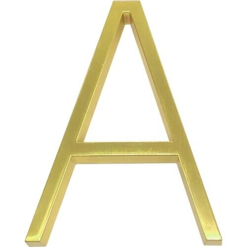 127mm Floating Modern House Number Satin Brass Door Home Address Numbers for House Digital Outdoor Sign Plates 5 Inch. #A