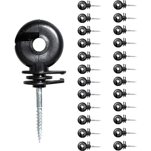 GTBL 25Pcs Screw Fence Insulators Electric Fence Insulator Screw-in Insulator Fence Ring Post for Electric Fence Accessories