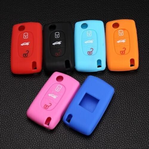 3 buttons Silicone Car Key Case For PEUGEOT 207 307 308 407 408 For Citroen C3 C4 C4L C5 C6 Protector Cover