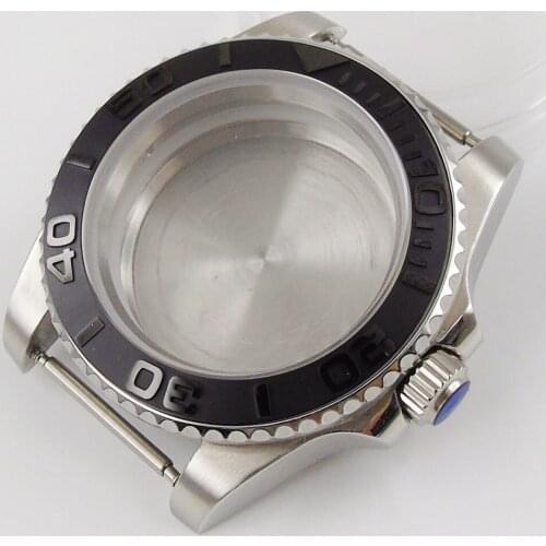 40MM Accessories Parts Domed/Sapphire Glass Brushed Ceramic Bezel Watch Case Fit NH35 NH36 Movement