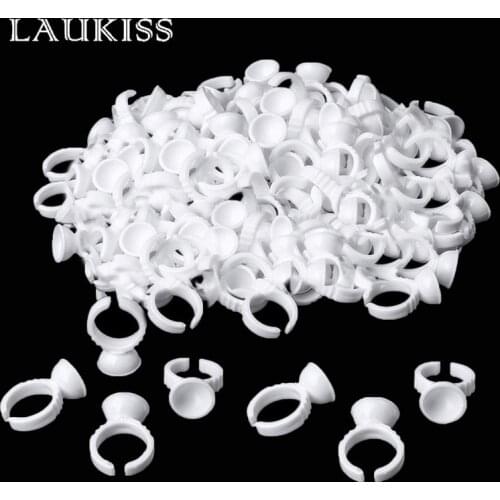 50/100pcs Disposable Glue Rings For Eyelash Extension Nail Art Glue Holders Eyelash Pallet Cups For Tattoo Pigment Makeup Tools