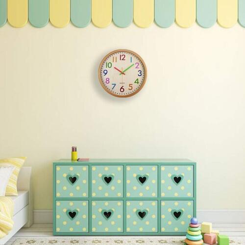 Silent Non Ticking Kids Wall Clock, Battery Operated Colorful Decorative Clock for Children Nursery Room Bedroom School Classroo