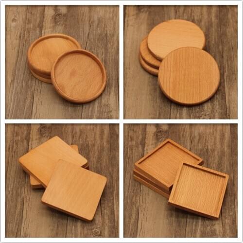 Tea Coffee Cup Pad Square Round Durable Drink Mat Placemats Decor Home Table Heat Resistant Walnut Wood Coasters 1 Pcs