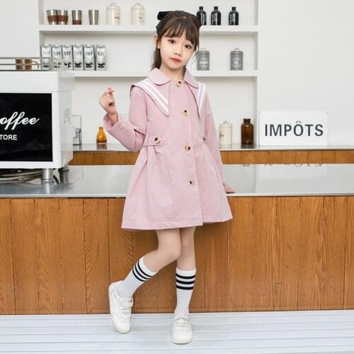 4-10Yrs Baby Girls Trench Coat Spring Autumn Kids Windbreaker Jacket For Girls Children Clothing Long Sleeve Kids Girl Outerwear