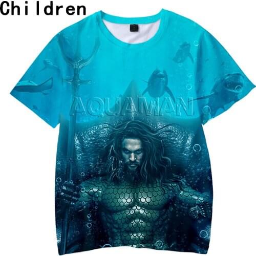 3 To 14 Years kids t shirt tops Aquaman 3D printed t-shirts boys girls summer short sleeve tshirt streetwear children Tee Shirt