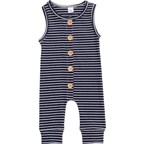 0-12M Newborn Kid Baby Boy Girl Clothes Summer Sleeveless Striped Romper Cute Sweet Cotton Sunsuit New born Outfit