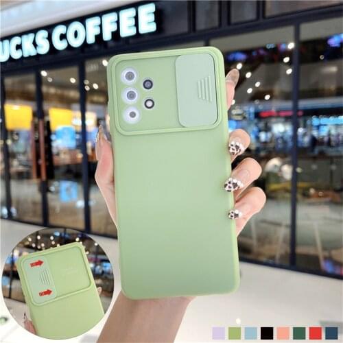 For Samsung Galaxy a32 a12 a41 a71 a72 4g 5g a21s Soft Silicone Case S 21 20 S21 ultra Sliding Protect Camera Lens Phone Cover