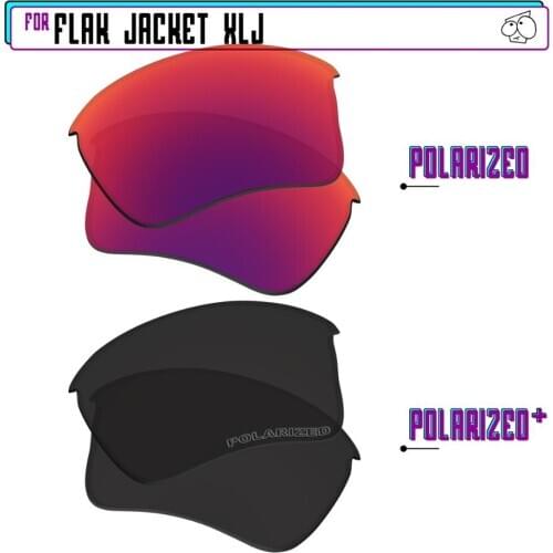 EZReplace Polarized Replacement Lenses for - Oakley Flak Jacket XLJ Sunglasses - BlackPPlus-MidnightP