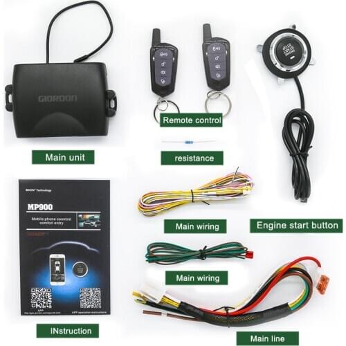 GIORDON Car Start and Stop Buttons Keychain Kit Central Door Lock with Remote Control Universal Automatic Keyless Entry System
