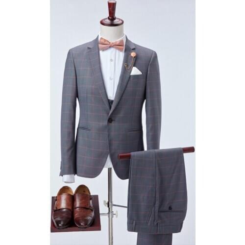 Glentle Men Polka Dot Burgundy Men Suits Two Pcs (Blazer+Pants) Homme Office Business Dark Green Groomsmen Suits