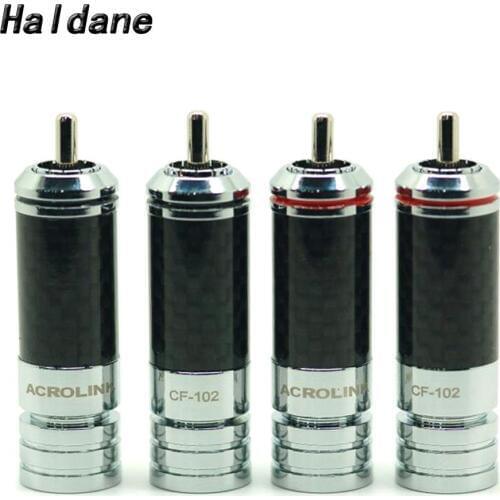 Haldane 4pcs HiFi RCA Connector CF-102(R) Rhodium Plated RCA Plug Carbon Fiber Interconnects Cable for DIY RCA Audio Cable