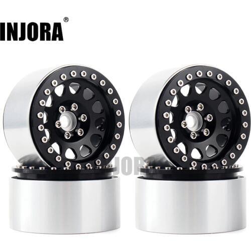 INJORA 4PCS 1/10 RC Rock Crawler Aluminum 2.2 Beadlock Wheel Rims for Axial SCX10 RR10 Wraith 90048 90018 Traxxas TRX4 TRX-6