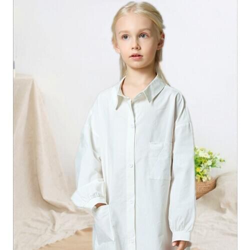Leisure Cardigan Sleepwear For Girls Soft Cotton Single Breasted Bathrobe Children Nightwear Ankle Lenght Nighy Home Clothes