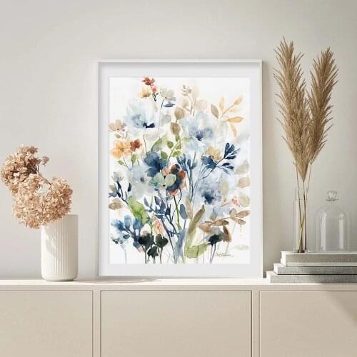 Small Fresh Plant Canvas Painting Creative Watercolor Flower Poster Living Room Wall Art Decor Pictures for Modern Home Design