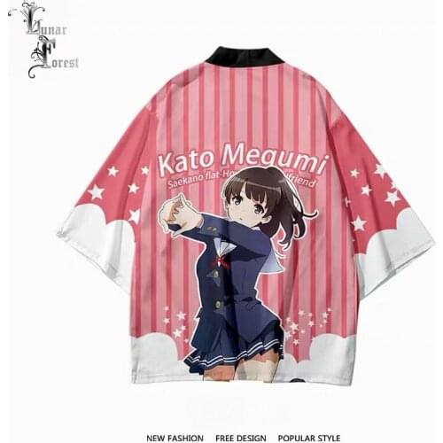Saenai Kanojo no Sodatekata Blessing Flowers Printing Japanese Kimono Haori Yukata Summer Casual Cool Short Sleeve Streetwear