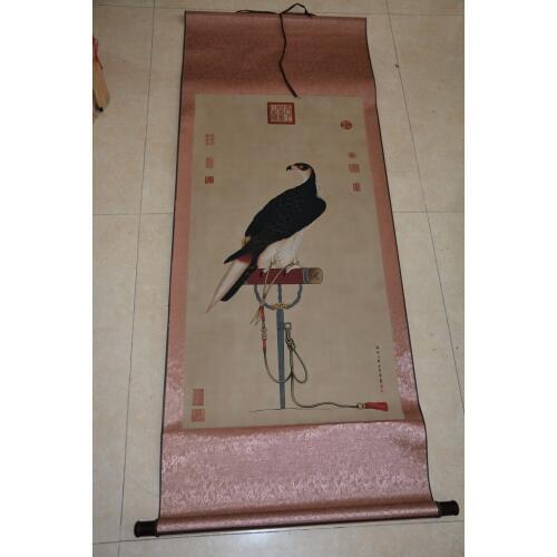 Hand-painted Chinese paintings, long axis of the Qing Dynasty in China,Eagle,Free shipping