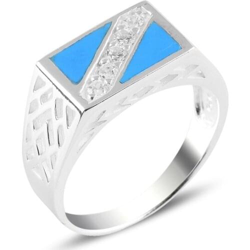 Silver 925 Sterling Zircon Cubic Zirconia & Enamel Ring