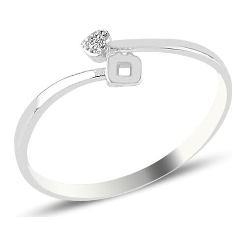 Diamond Heart HE Letter Ring