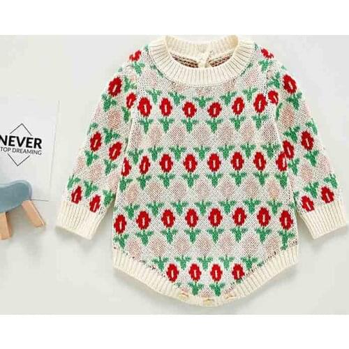 Baby Knitted Bodysuit Clothes Autumn Girls Long Sleeve Jumpsuit Kids Sweaters Baby Girls Bodysuits Baby Sweater