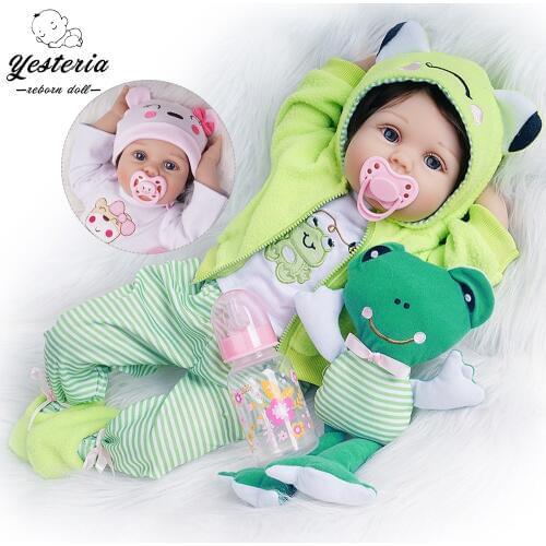 55cm Reborn Baby Dolls 2 Outfits Newborn Lifelike Girl Toys Silicone Vinyl Cotton Body Kids Birthday Gifts Playmate