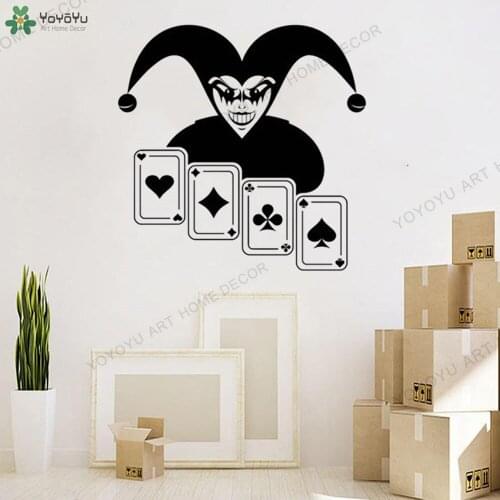 Cute Vinyl Decal Cards Poker Joker Ace Casino Decor Vinyl Wall Stickers Removable Home Decor Kitchen Interior Window Mural JC291
