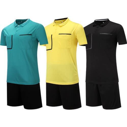 Men Soccer Uniform Professional Custom Referee Shirt Football Jersey Set 100% Polyester Referee Uniform Sports Jersey Suit