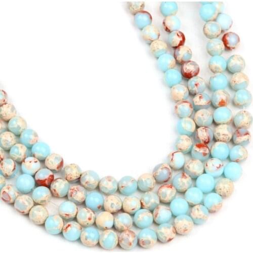 Natural Round Snakeskin Blue Loose Bead 4/6/8/10mm for DIY Jewelry Making Bracelet Accessories