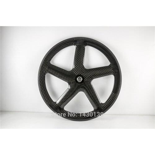 Newest 700C 5 spokes clincher rim Fixed Gear Track Road bicycle 3K UD 12K full carbon fibre bike wheelset with hub Free shipping