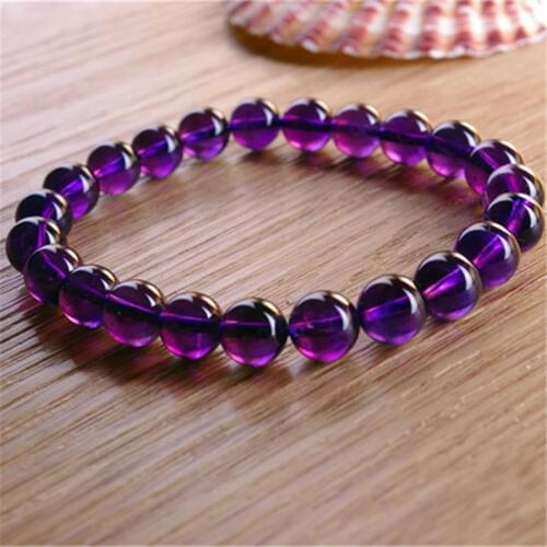Wholesale 8-10mm Genuine Natural Purple Quartz Crystal Stretch Bracelets For Women Femme Charm Round Beads Bracelet