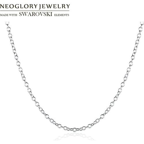 Neoglory Silver Plated Copper Chain Link Necklace Allergy Free Basic Lobster Clasps Genuine Stylish Gift Trendy