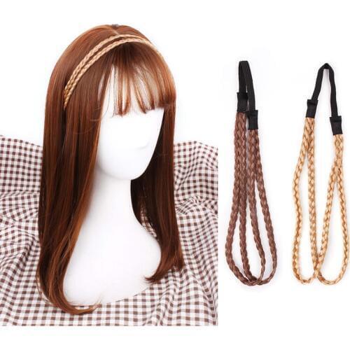 2PCS Braided Headbands Simulation Synthetic Hair Plaited Headband Elastic Hair Band Braid Headwear Girls Hair Scrunchy Headbands