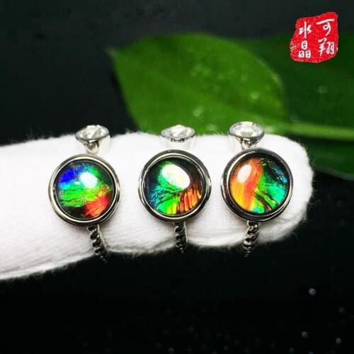 Genuine Natural Green Moldavite Adjustable Round Ring 10x10mm Crystal 925 Silver Sterling Woman Men Gift Ring AAAAA