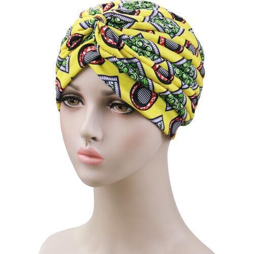 Women Ethnic wind cross twist cap and Printed Indian hat Knot Cancer Ruffle Chemo Hat Beanie Turban Head Hair Accessories