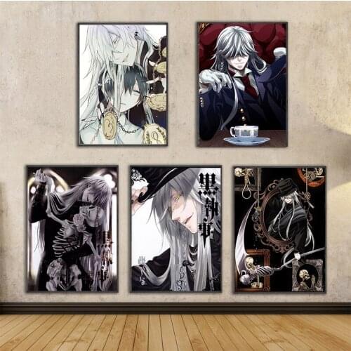 Nordic Modern HD Printed Home Decor Black Butler Painting Wall Art Canvas Picture Anime Poster For Living Room Watercolor Modula