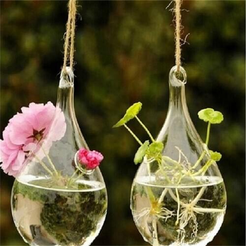 Glass Hanging Vase Flower Planter Container Pot Wedding Decor Tea Light Holder