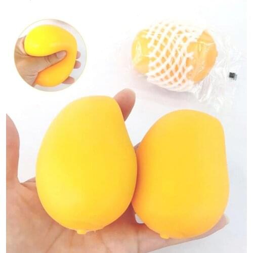 Decompress Simulated Squeeze Toys Mango Shape Mini TPR Soft Elastic Vivid Fruit Stress Relieving Toy for Kids
