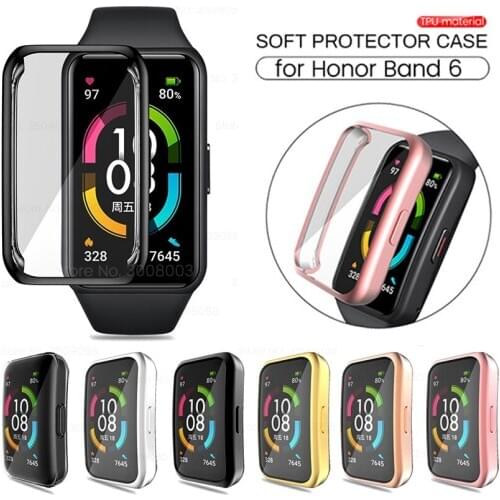 TPU Soft Protect Shell For Honor Band 6 Case Full Screen Protector Cover Bumper Plated Cases For Huawei Honer Band6 Coque